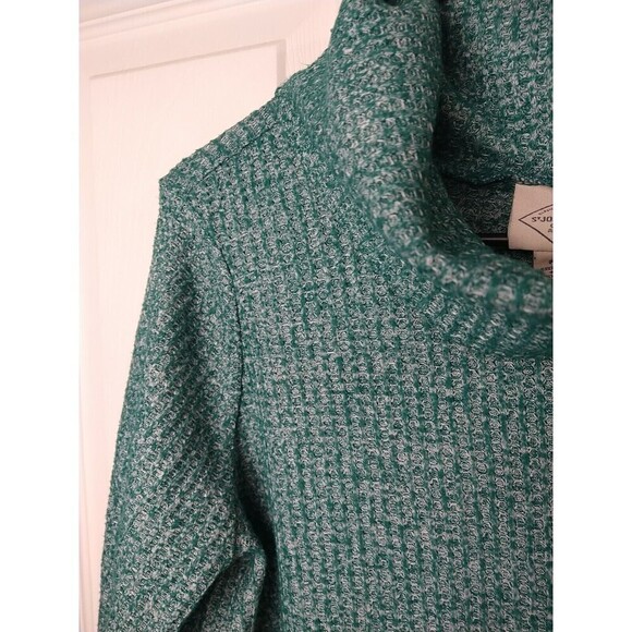St. Johns Bay Green Waffle Turtleneck Long Sleeve Curved Hemline Top. Size PL - Picture 3 of 11
